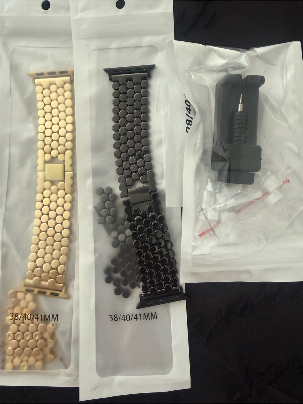 Honeycomb fish scale Watch Band - Black & Gold